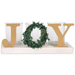 Home Essentials Joy 3-Votive Candle Holder with Snowflake - Gold